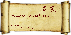 Pahocsa Benjámin névjegykártya